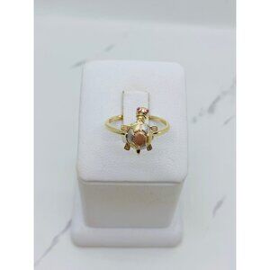 10k solid gold pendant turtle   ❤️ Size 7.5 - Multi-tone gold - tortuga